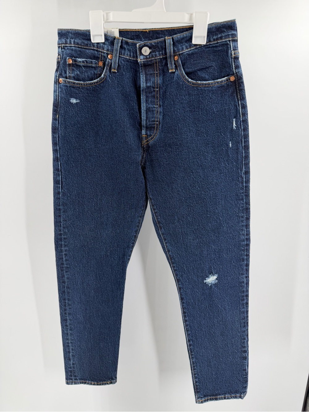 Levi’s Premium 501 Dark Wash Distressed Button Fly Jeans Size 29x28 New with tag